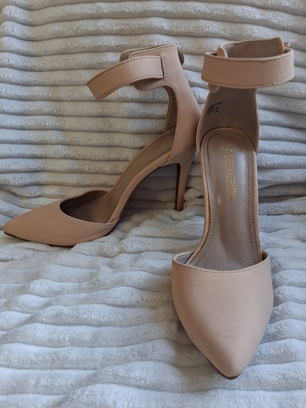 Blush Ankle-Strap Pointed Toe Heels